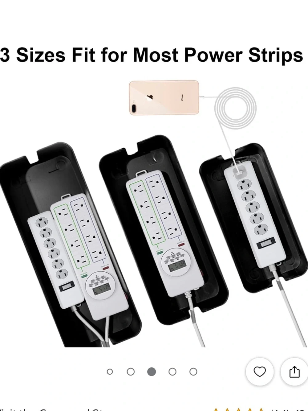 Set of 3 nested Black Cable Management and Storage Boxes